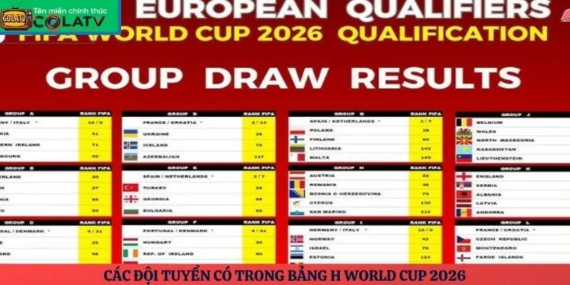 Các đội tuyển có trong bảng H World Cup 2026